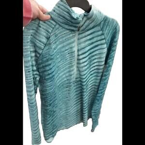 👠👖💚Underarmour Women’s Green Stripe Zip Long Sleeve Jacket Sz Large